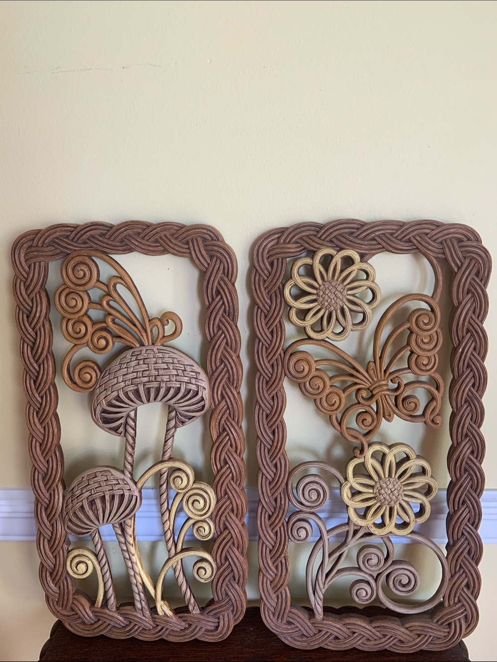 Burwood Vintage Brown Botanical Wall Panels - Set of 2